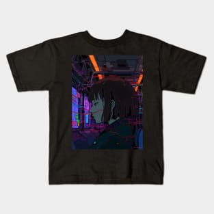 Enter the Digital Realm: Cyberpunk Aesthetics, Mind-Bending Anime, and Futuristic Manga Art Kids T-Shirt